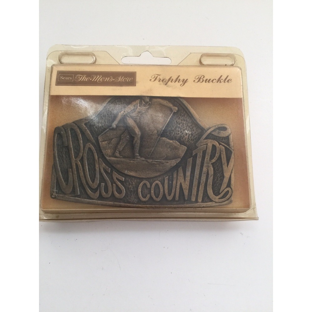 Vintage Sears Trophy Buckle‎ Cross country Skiing with Package